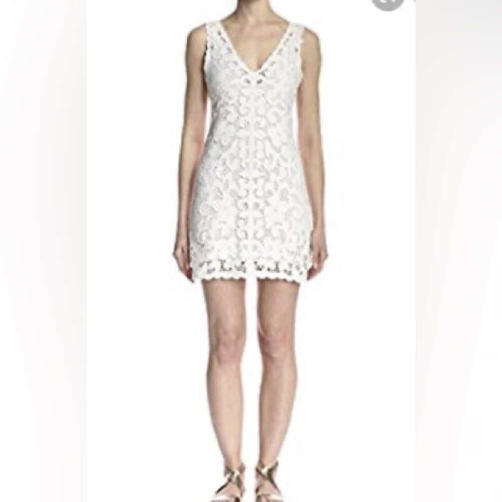 CALYPSO ST. BARTH DRESS KAGAMI WHITE LINEN EMBROIDERED LACE SIZE EXTRA SMALL - Picture 1 of 9